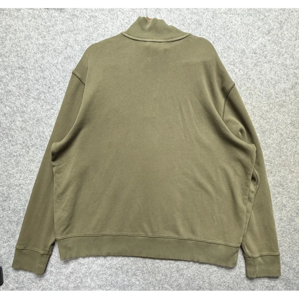 Banana Republic Mens XXL Olive Green Garment Dye Quarter Zip Sweatshirt Pocket
